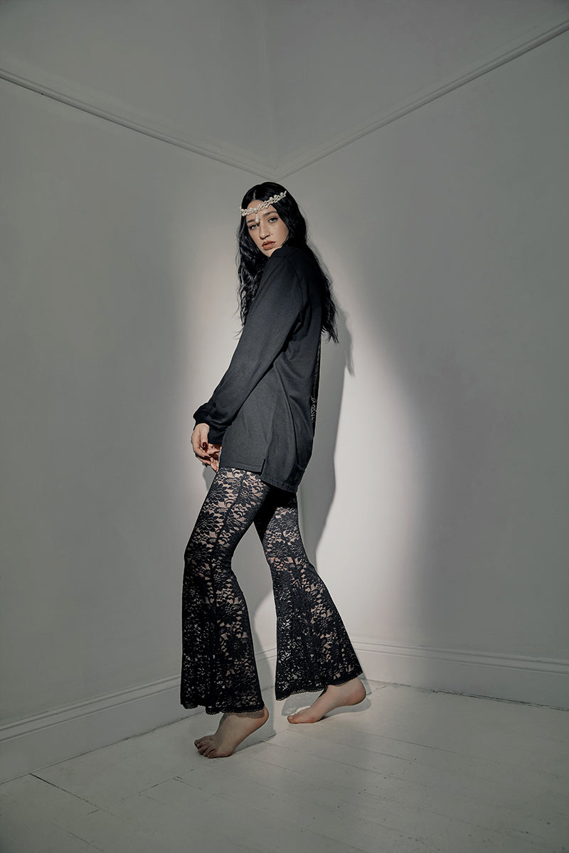 Black lace hot sale flares