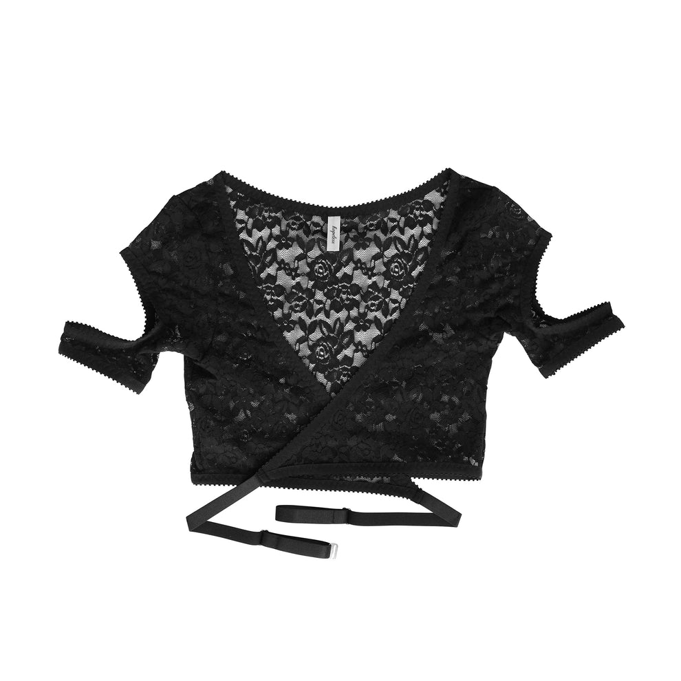 Black Lace Wrap Top Made in Australia by Hopeless Lingerie